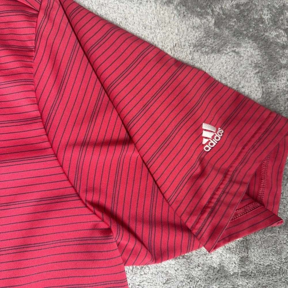 Adidas‎ Red Striped Polo Shirt Golf Short Sleeve Red Size 2XL Performance